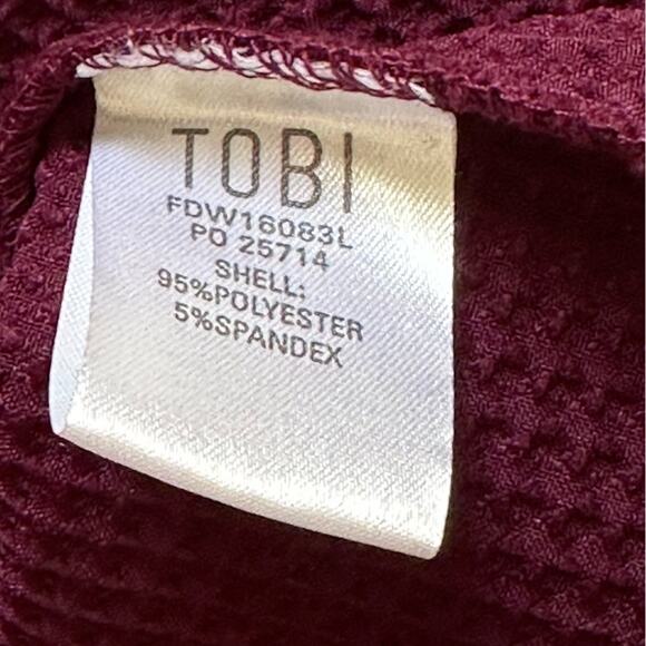 TOBI Dress Corlette Wine Waffle Weave Halter Racerback Pockets Shift Medium NEW - Picture 11 of 13